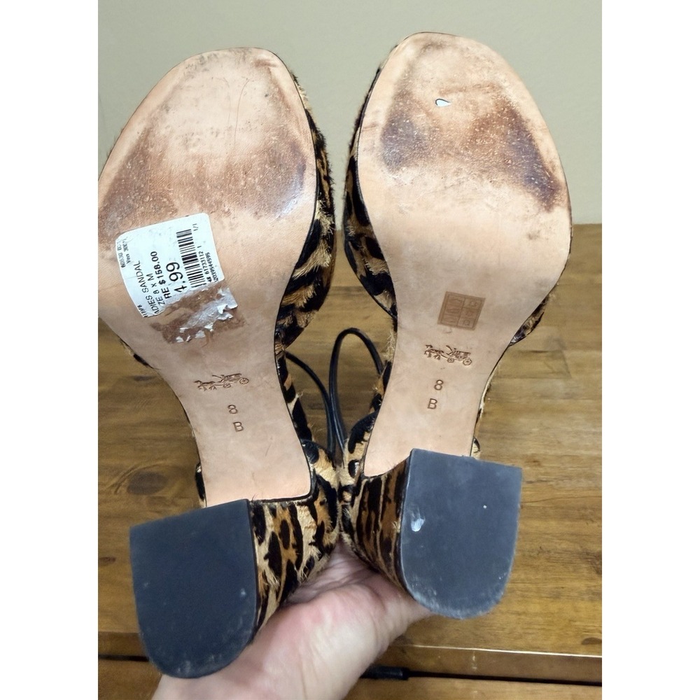 Coach Leopard Print Calf Hair Platform Block Heel Sandals Mob Wife Womens 8 - Picture 9 of 9